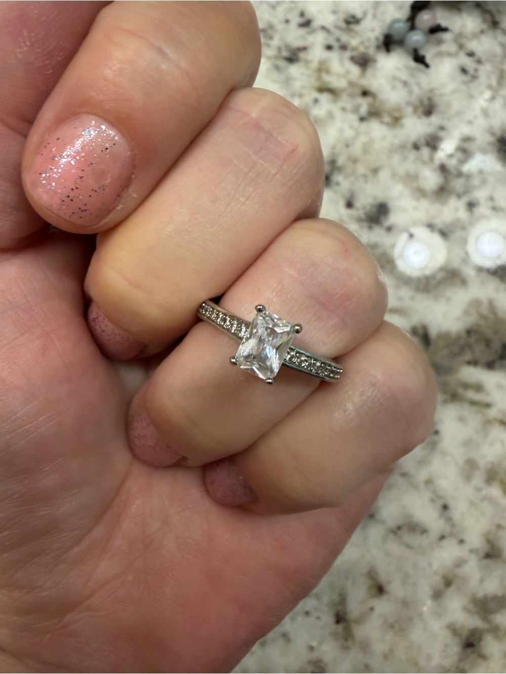 Sterling Silver Princess-Cut Cubic Zirconia Engagement Ring